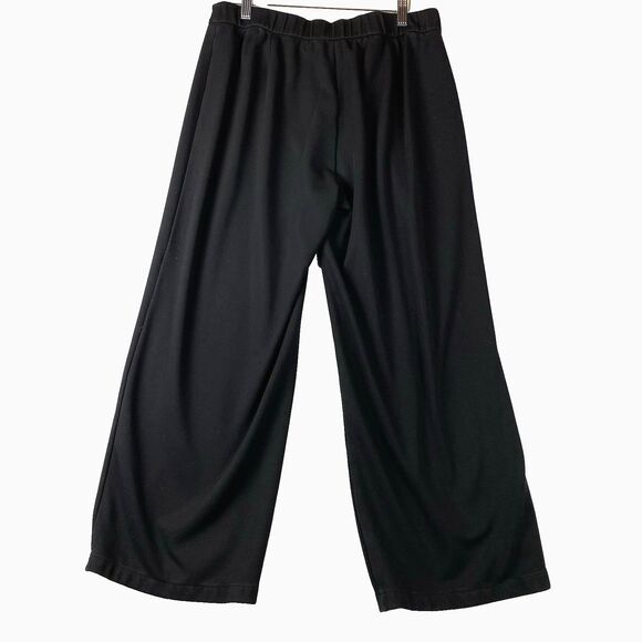 Eileen Fisher Black Stretch Pants Womens M (32x27) Tencel Blend Wide Leg Comfort - Picture 3 of 10